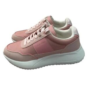 Calvin Klein Tennis Shoes Sneakers Womens 5.5 Pippy LaceUp Pink Casual Chic NEW